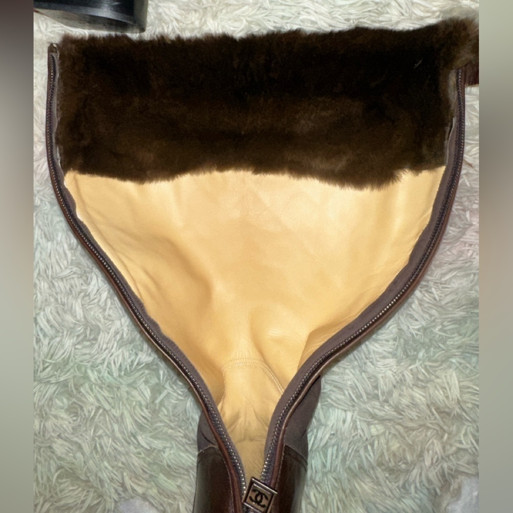 Chanel Suede & Leather Riding Boots in Espresso Brown Size 36.5 - Picture 12 of 15